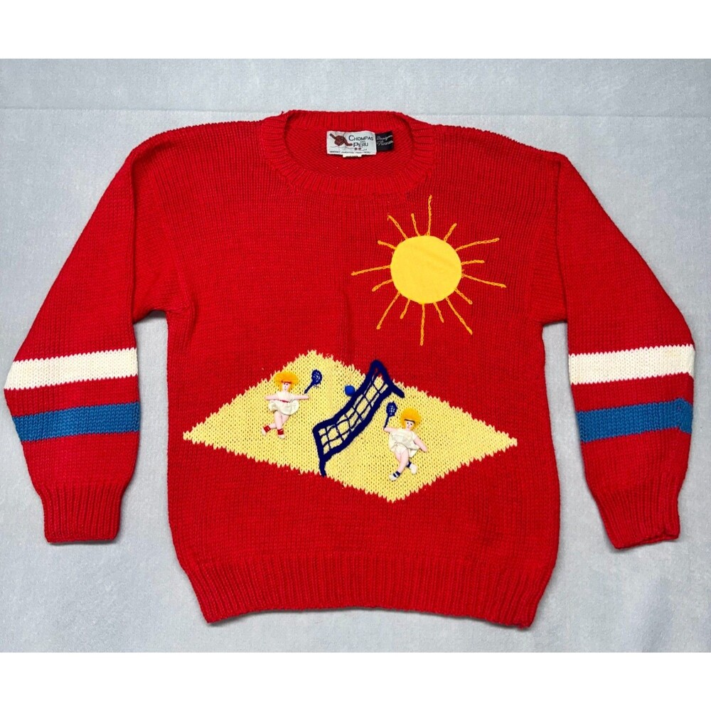 WEARABLE ART Handknit Sweaters From Peru Tennis Pickleball Size Medium